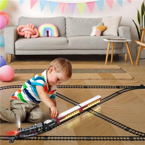Hot Bee Train Set for Boys, Alloy Remote Control Train Sets with Steam - Picture 13 of 16